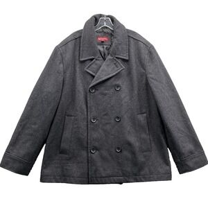 Merona Wool Blend Pea Coat Mens XXL Gray Double Breasted Academia Classic Office